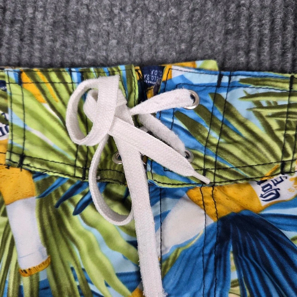 Corona Extra Mens Tropical Palm Beer Bottle Board Shorts Blue Green‎ Size 36